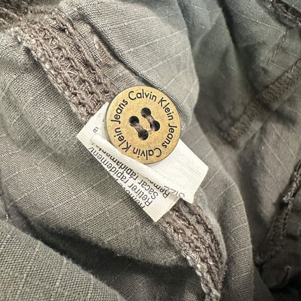 Calvin Klein Jeans Capri Pants Grey Olive‎ Cotton Utility Slub Cropped Size 6 - Picture 9 of 12